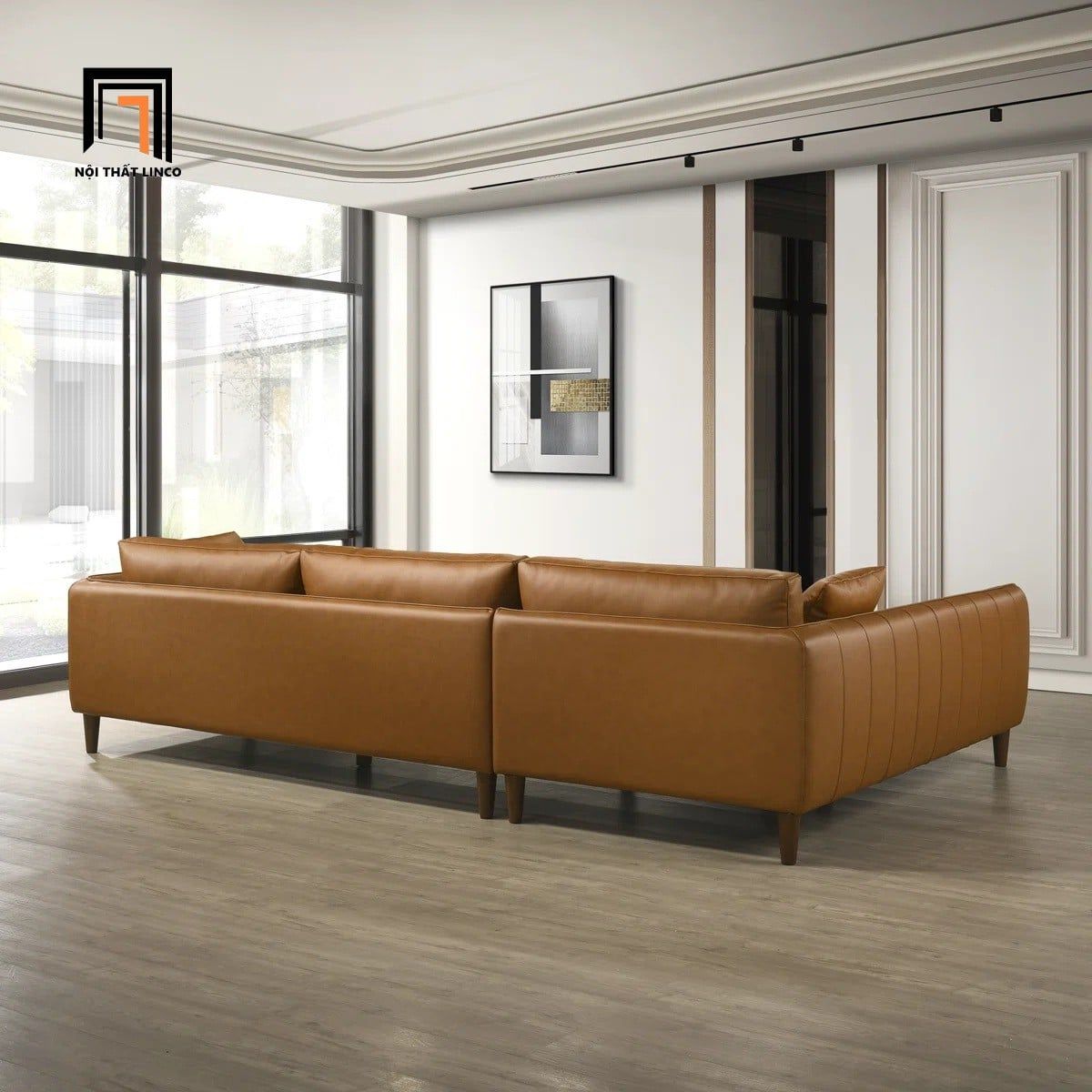  Bộ ghế sofa góc L da công nghiệp GT289 Marciac 2m4 x 1m6 đẹp 