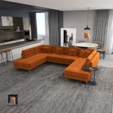  Ghế sofa chữ U UT19 Tyne 3m2 màu cam cao cấp 
