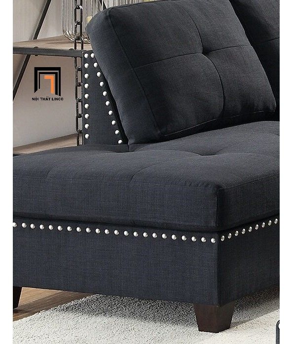  Sofa góc L phong cách châu Âu GT66 Hectus 2m4 x 1m8 xám đen 