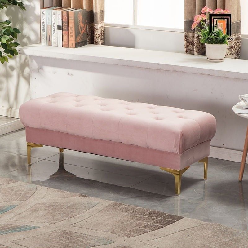  Ghế sofa đôn chữ nhật xinh xắn SB28 Kanis 1m2 vải nhung đẹp 