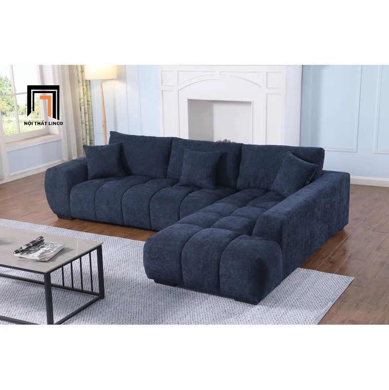  Bộ ghế sofa góc L cao cấp GT252 Marigail 2m5 x 1m7 vải nỉ xanh 