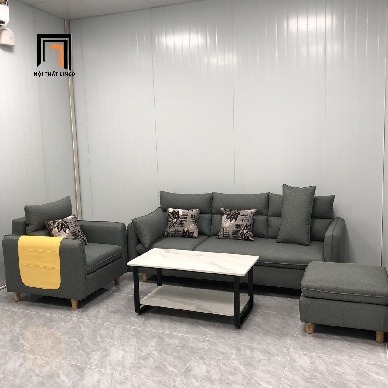  Bộ ghế sofa văn phòng ngồi tiếp khách KT140 Colton xám đậm 