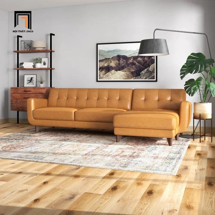 Bộ góc sofa da giả GT49 Tito 2m4 x 1m6 màu da bò 