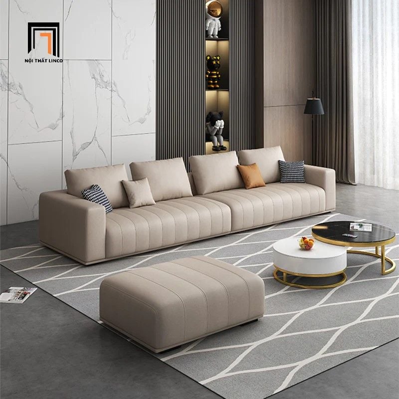  Bộ ghế sofa phòng khách KT10 Flin bọc da giả cao cấp màu xám 