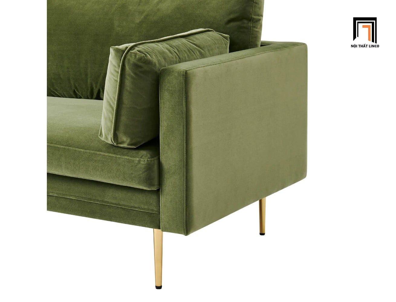  Ghế sofa đơn vải nhung xanh rêu DT82 Pelham phòng khách nhỏ 