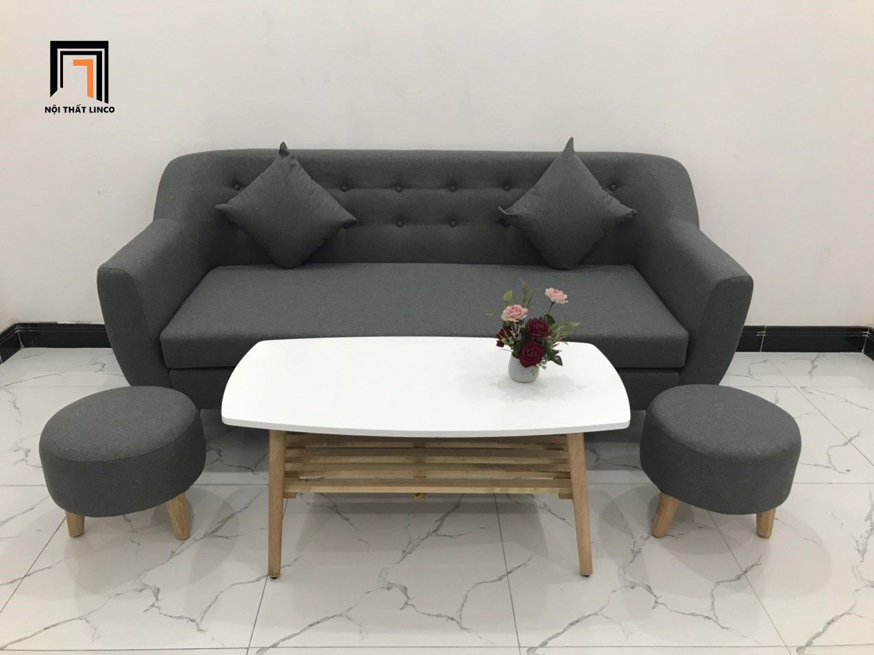  Bộ ghế sofa băng dài 1m9 BL10 BGN màu xám đen giá rẻ 