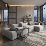  Bộ ghế sofa góc xám vải nhung 3m1 x 1m4 GT277 Lyth hiện đại 