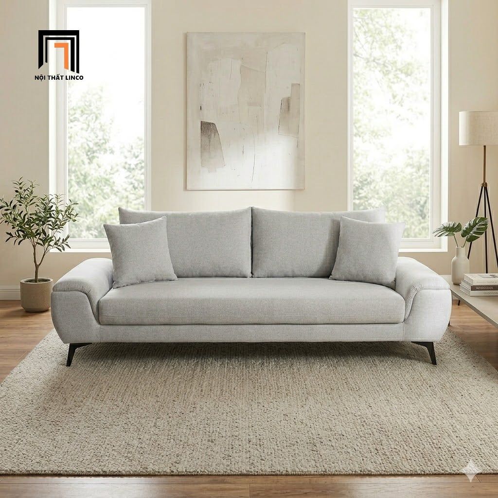  Bộ ghế sofa góc xám trắng GT278 Creamy 2m5 x 1m6 giá rẻ 