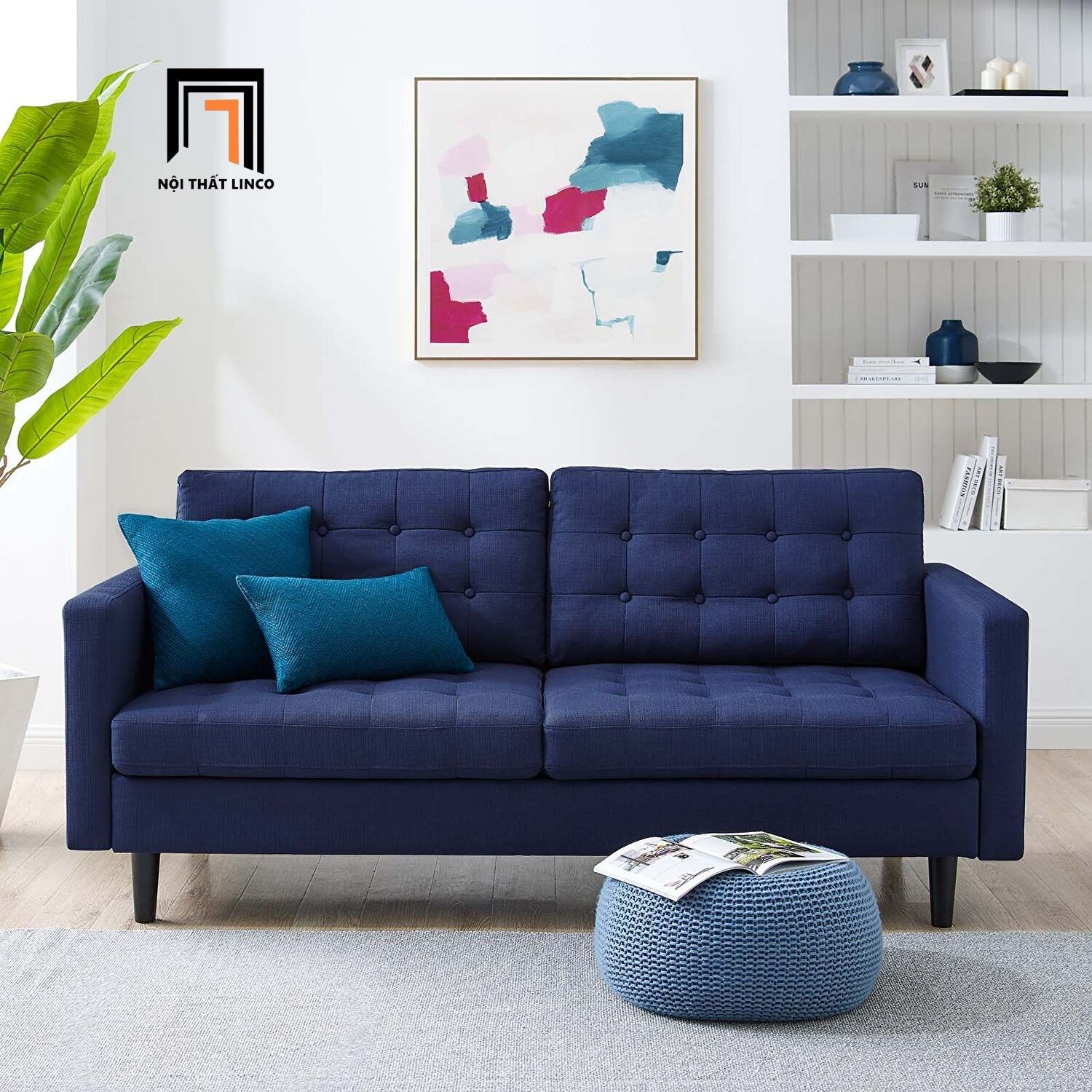  Ghế sofa băng giật nút BT8 Ramadin màu xám lông chuột giá rẻ 