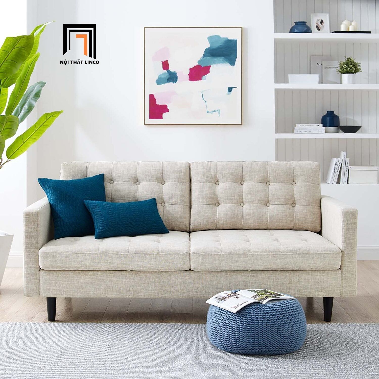  Ghế sofa băng giật nút BT8 Ramadin màu xám lông chuột giá rẻ 