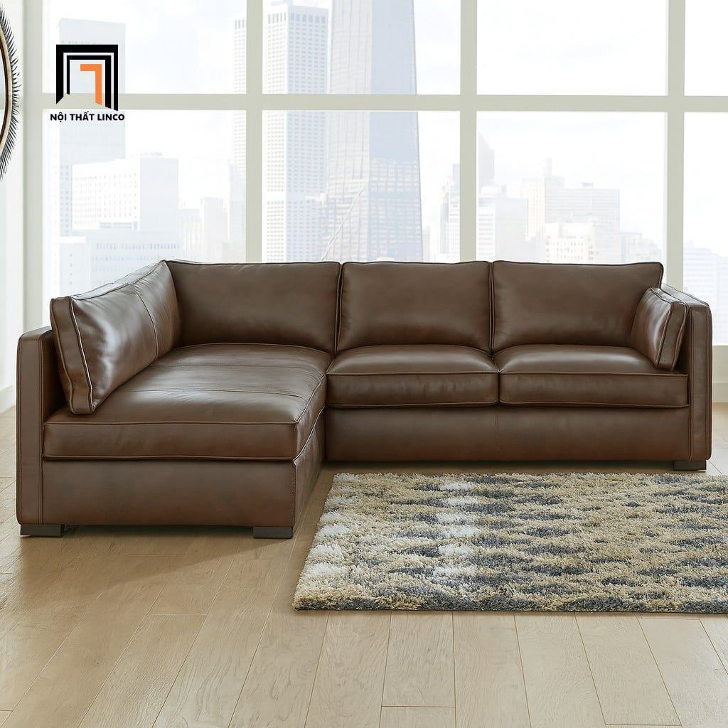  Bộ ghế sofa chữ L 2m2 GT72 Crosby da công nghiệp màu da bò 