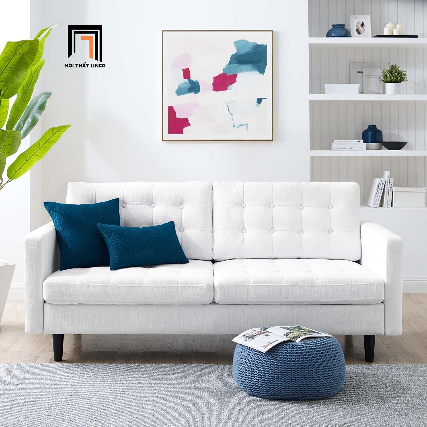  Ghế sofa băng giật nút BT8 Ramadin màu xám lông chuột giá rẻ 