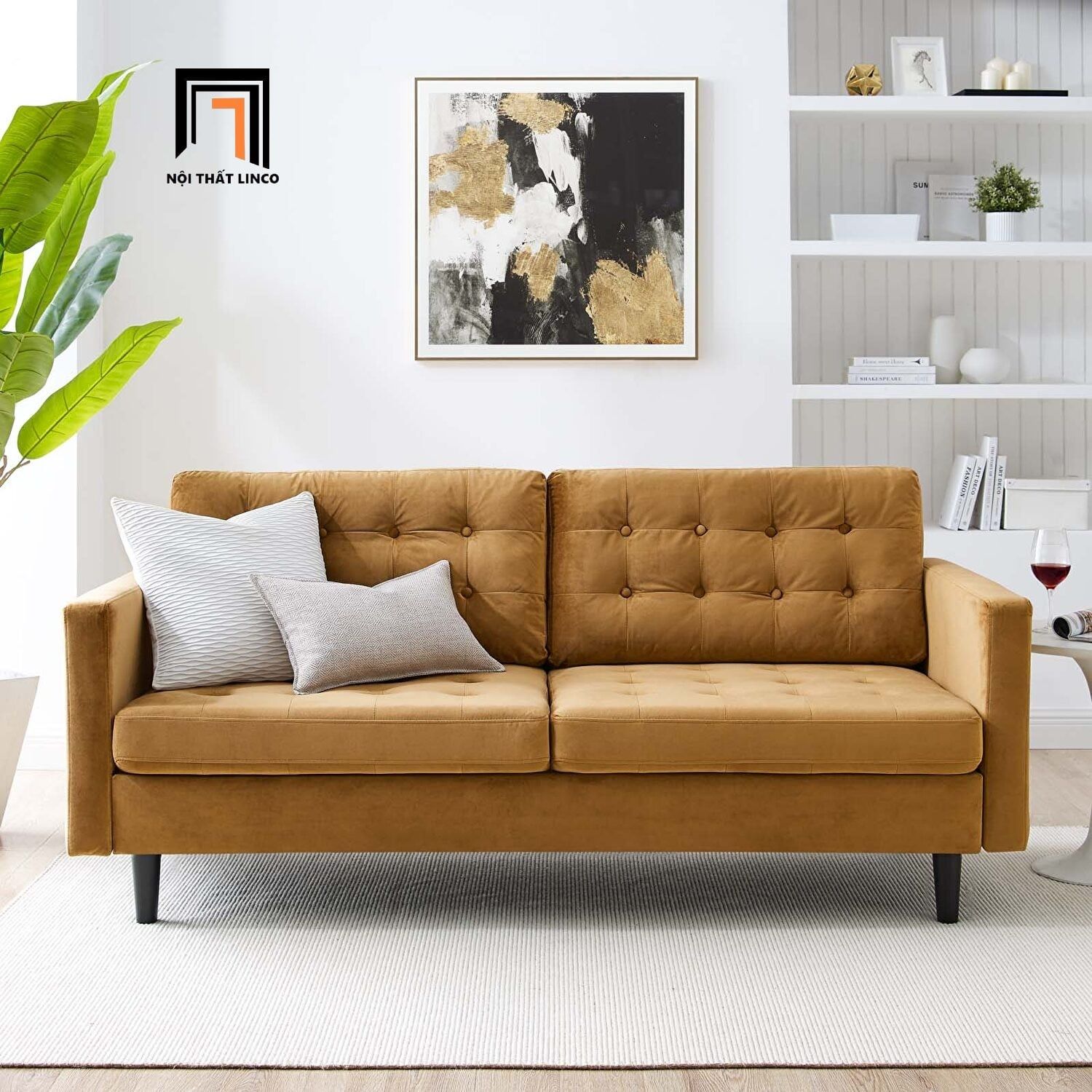  Ghế sofa băng giật nút BT8 Ramadin màu xám lông chuột giá rẻ 