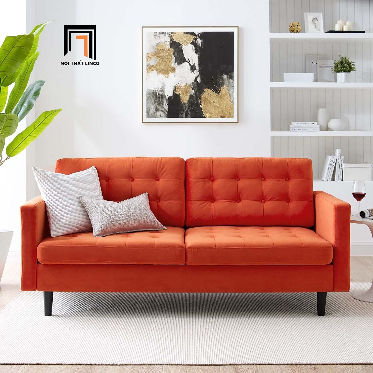  Ghế sofa băng giật nút BT8 Ramadin màu xám lông chuột giá rẻ 