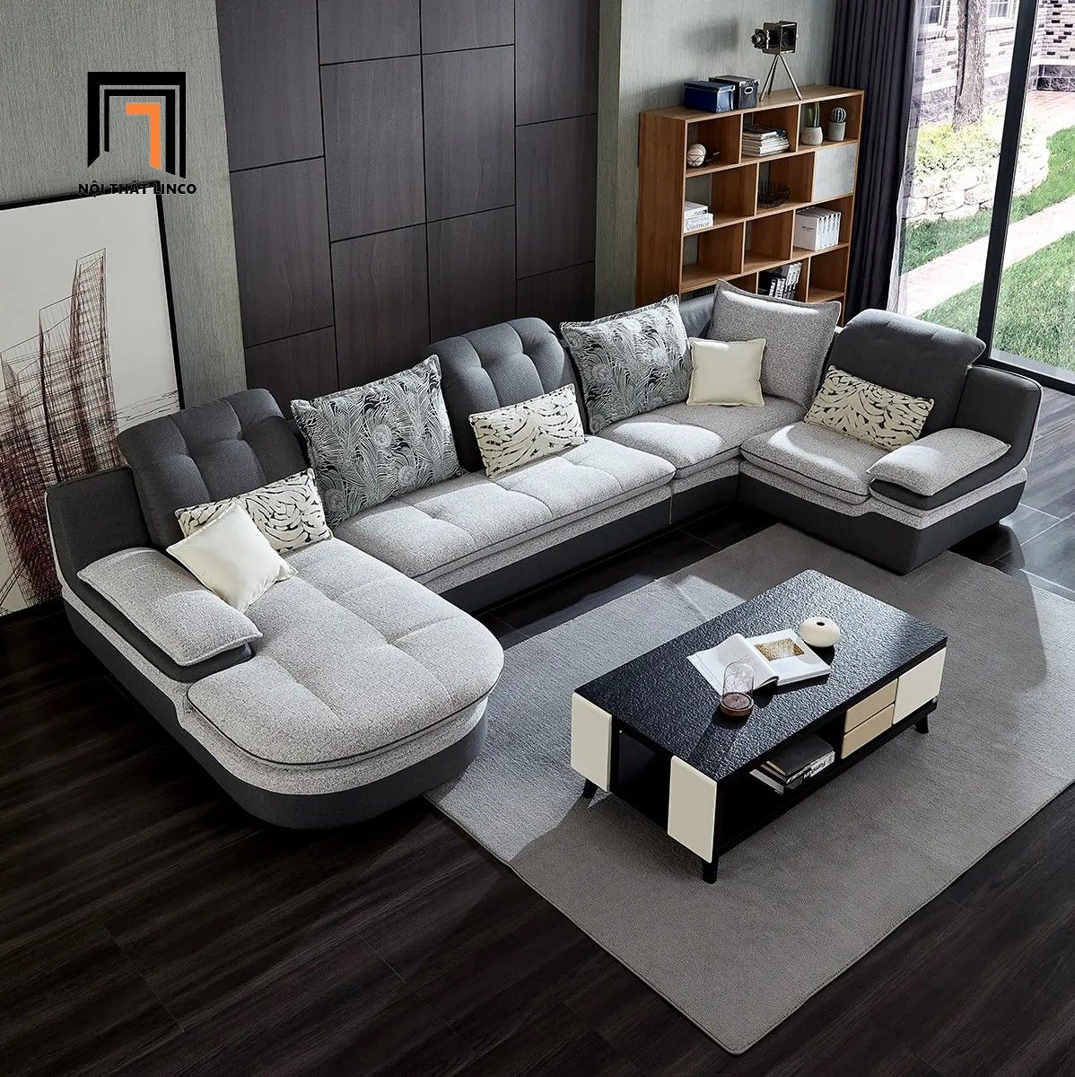  Bộ ghế sofa chữ U UT9 Timme 2m85 vải nỉ cho gia đình 