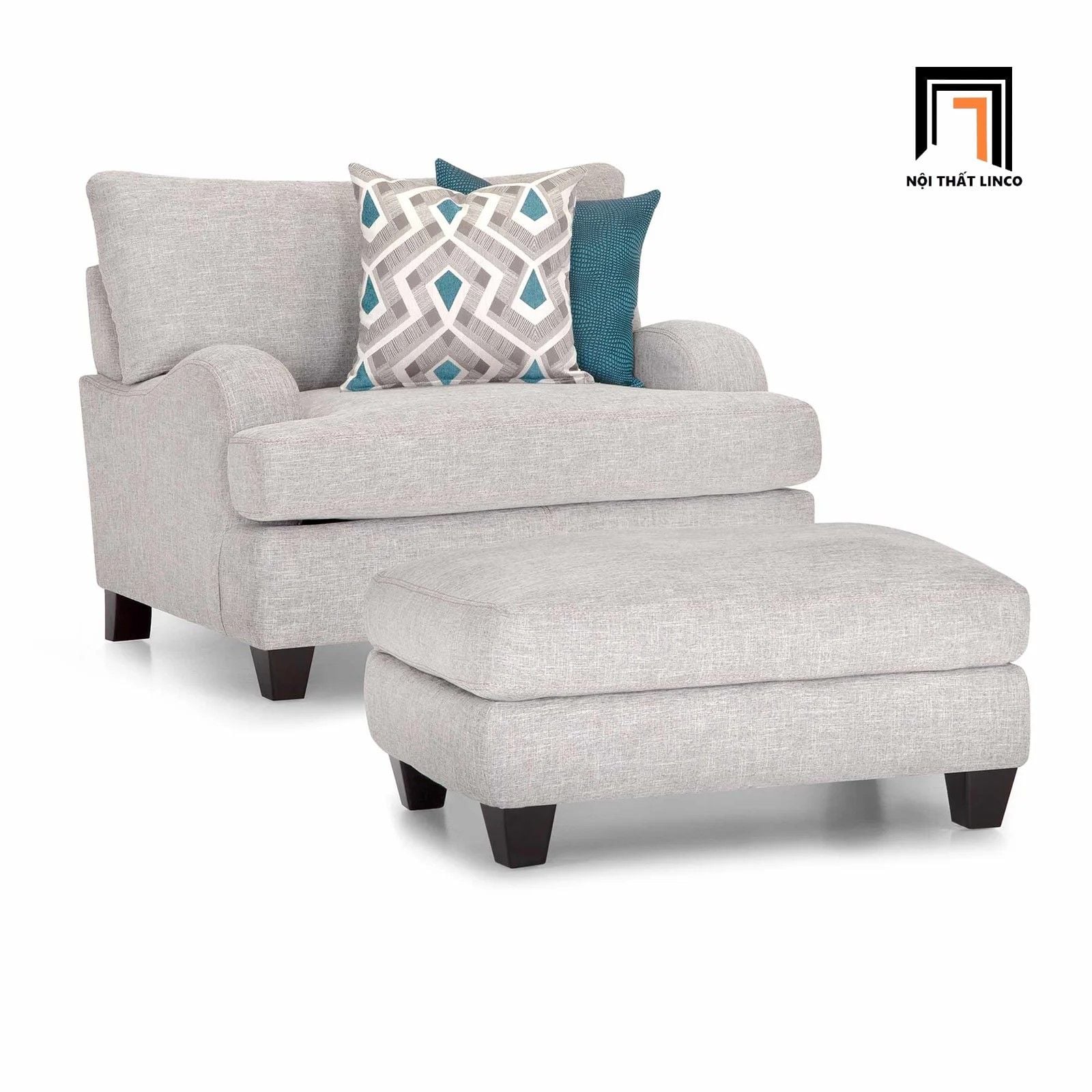 Ghế sofa đơn xám trắng DT13 Somerville phong cách tân cổ điển 