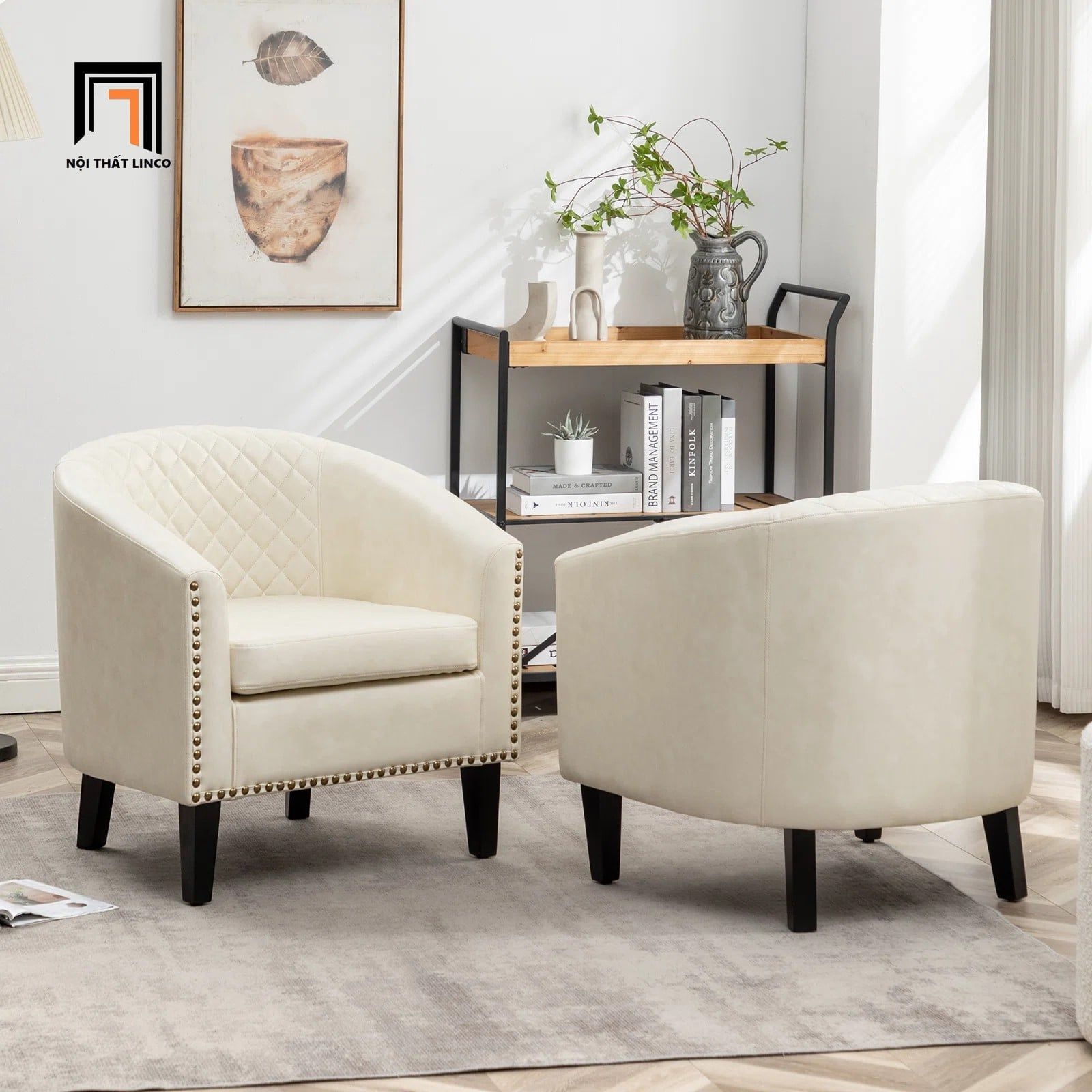  Ghế sofa đơn sang trọng DT98 Boney da công nghiệp màu nâu 