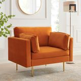 Ghế sofa đơn vải nhung xanh rêu DT82 Pelham phòng khách nhỏ 