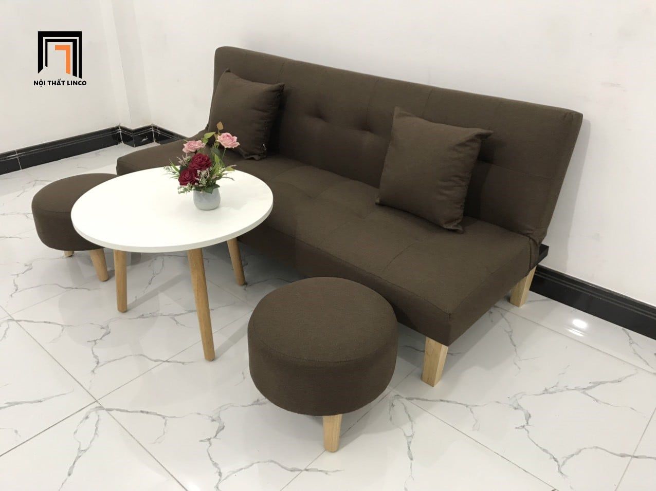  Bộ ghế sofa salon bed giường nằm GBL1 1m7 màu nâu đậm giá rẻ 