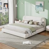  Giường ngủ bọc nệm giá rẻ GN123 Issabell vải nỉ nhung màu be 