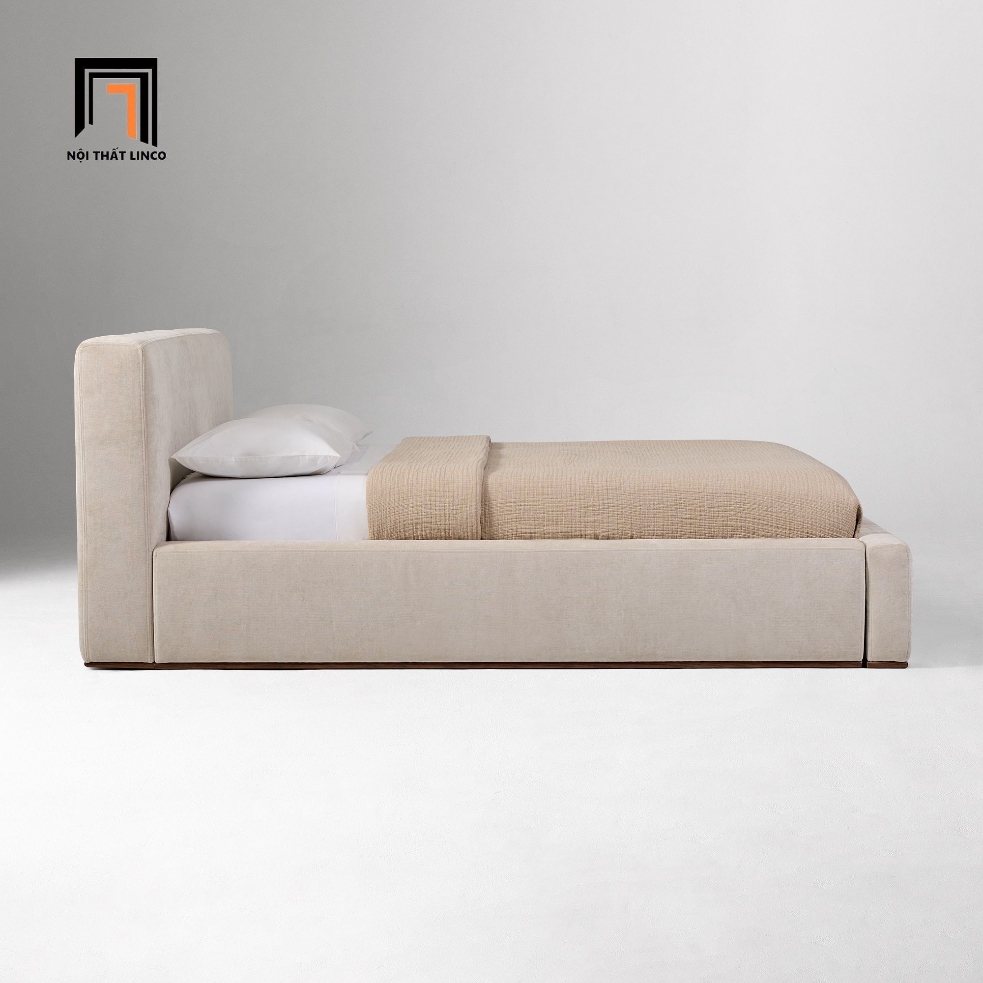  Giường ngủ bọc nệm giá rẻ vải mềm GN124 Quinten 1m6 gia đình 