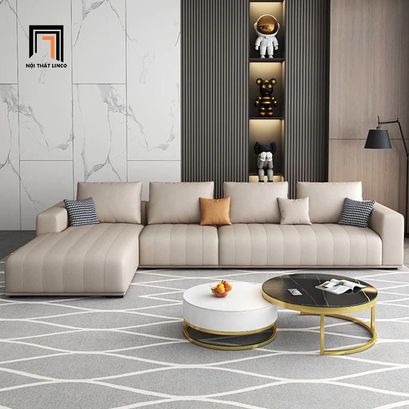  Bộ ghế sofa phòng khách KT10 Flin bọc da giả cao cấp màu xám 