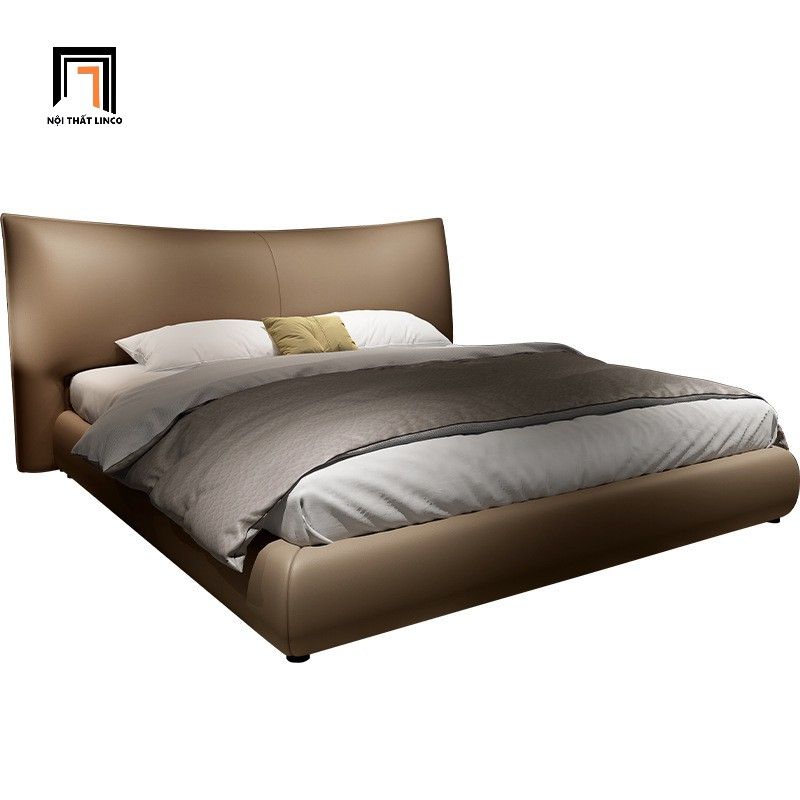  Giường ngủ kiểu dáng hiện đại GN116 Numan 1m6 x 2m da xám 