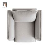  Ghế sofa đơn xám trắng vải bố DT81 Obriel ngồi đọc sách 