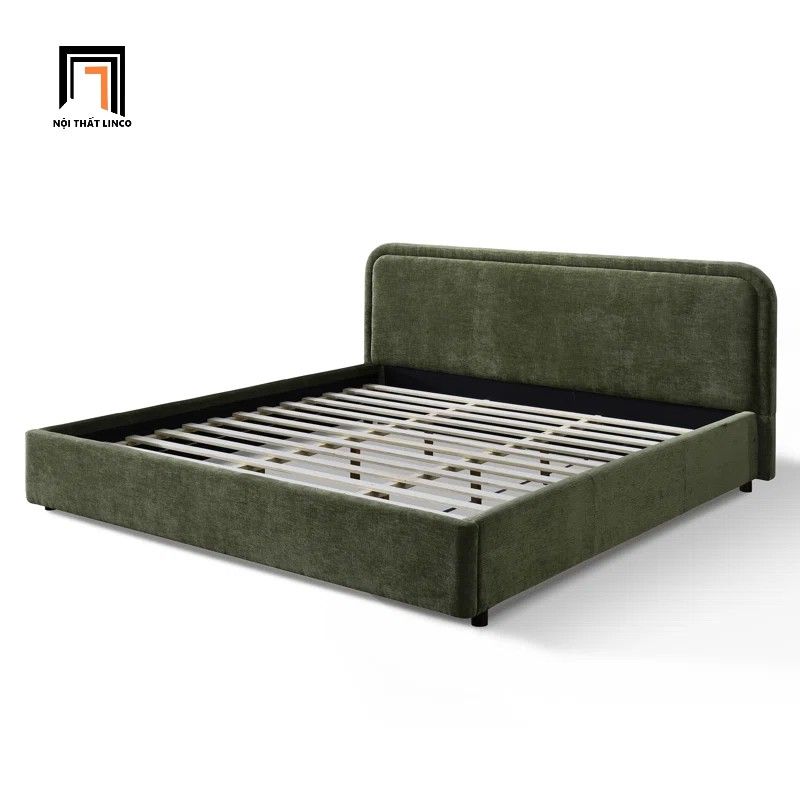  Giường ngủ vải nỉ màu xanh lá GN133 Bixby gia đình sang trọng 