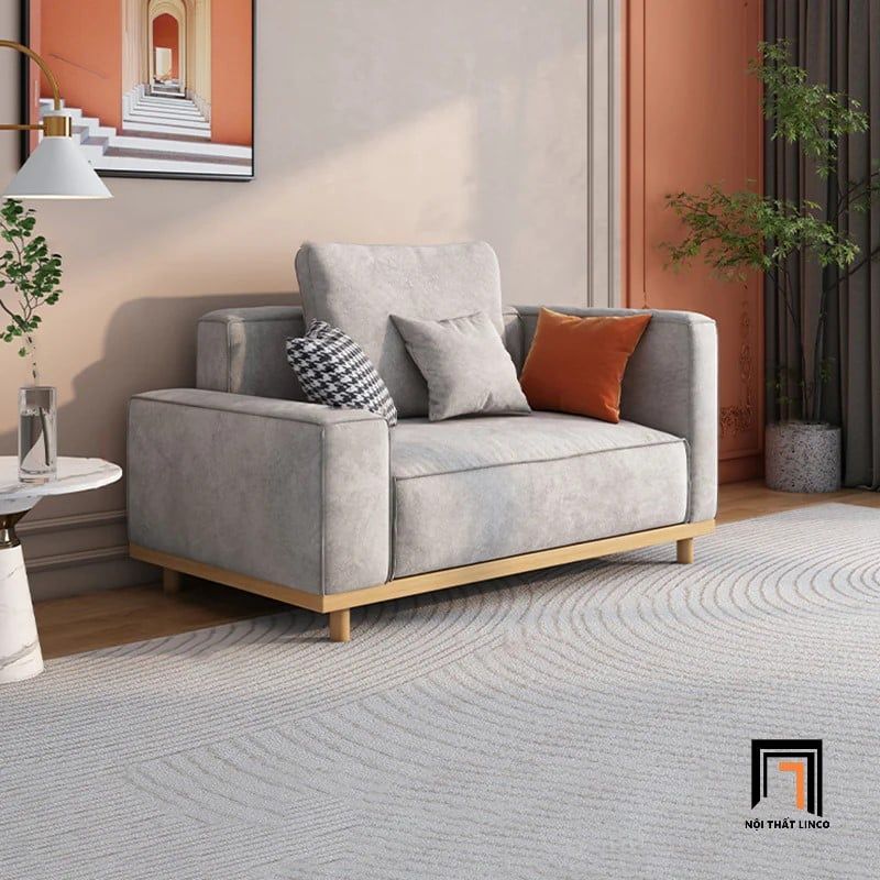  Ghế sofa đơn vải nỉ xám 1m DT86 Helgafell phòng khách nhỏ 