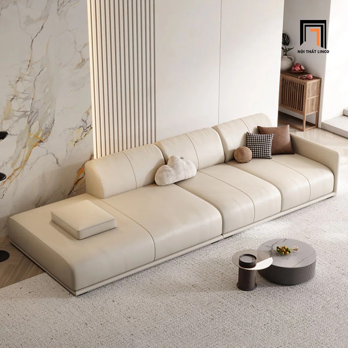  Ghế sofa văng kiểu dáng hiện đại BHQ35 Condron 2m6 bọc da 