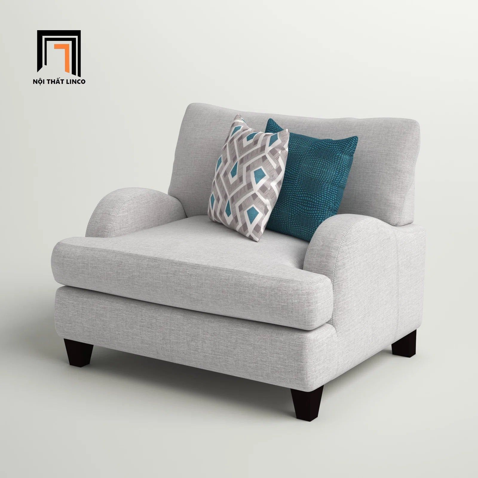  Ghế sofa đơn xám trắng DT13 Somerville phong cách tân cổ điển 