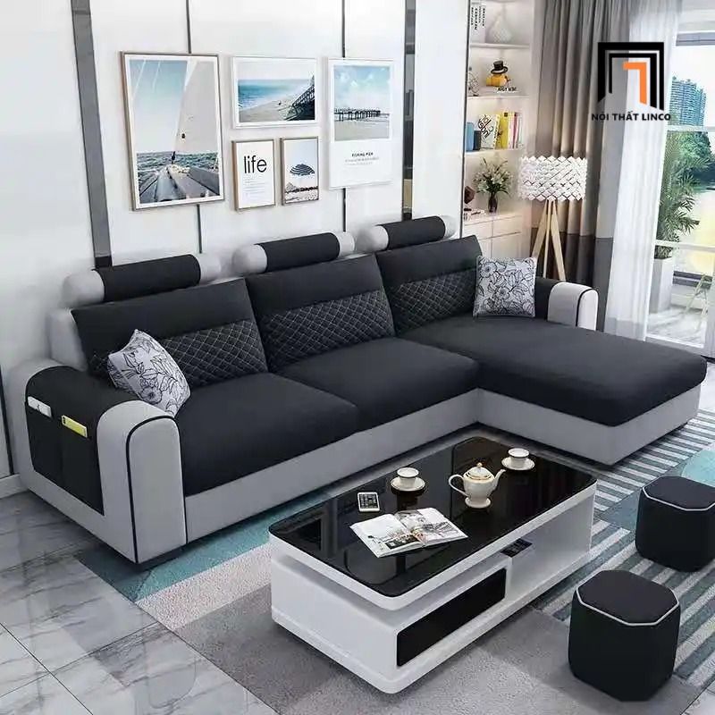  Sofa U hiện đại UT64 Jiangsu dài 3m4 bọc vải đẹp 