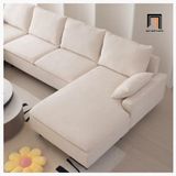  Sofa chữ U UT30 Yushi dài 3m vải nỉ trắng kem cho phòng khách 