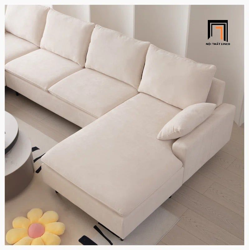  Sofa chữ U UT30 Yushi dài 3m vải nỉ trắng kem cho phòng khách 
