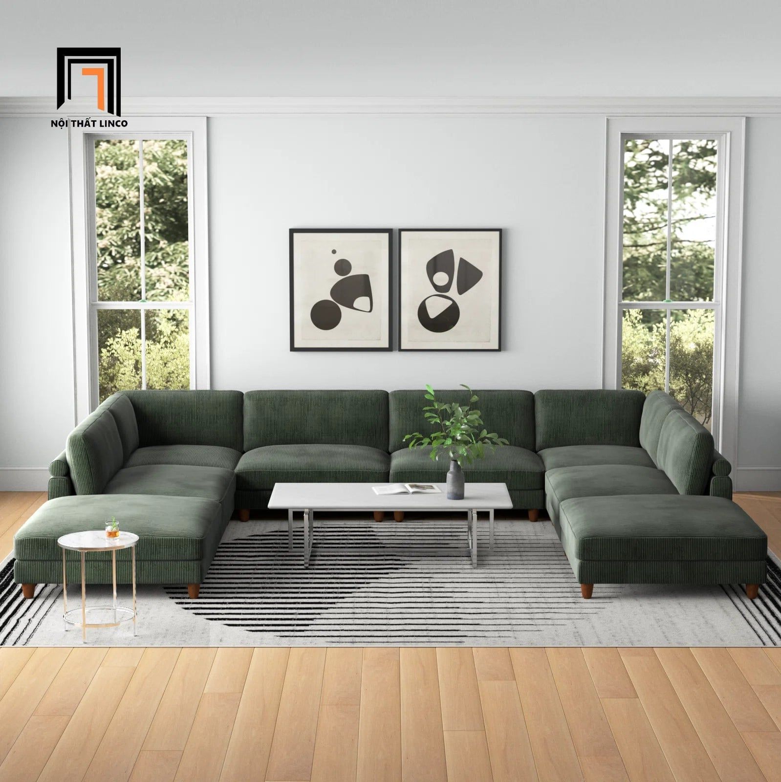  Bộ sofa chữ U UT31 Duroy 3m4 cao cấp, rộng rãi cho gia đình 