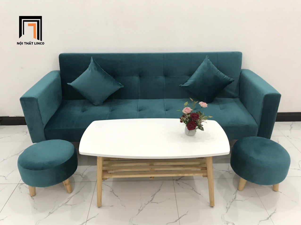  Bộ ghế sopha giường nằm dài 2m GBL2 màu xanh cổ vịt giá rẻ 