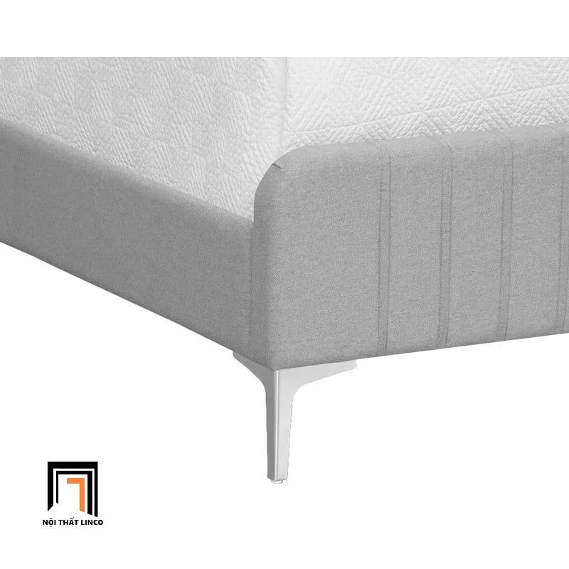  Giường ngủ màu xám ghi GN110 Brent 1m6 x 2m chân inox bạc 