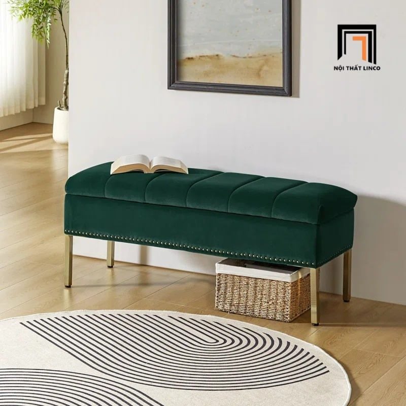  Sofa đôn dài vải nhung đen SB8 Arlo 1m2 kiểu dáng trẻ trung 