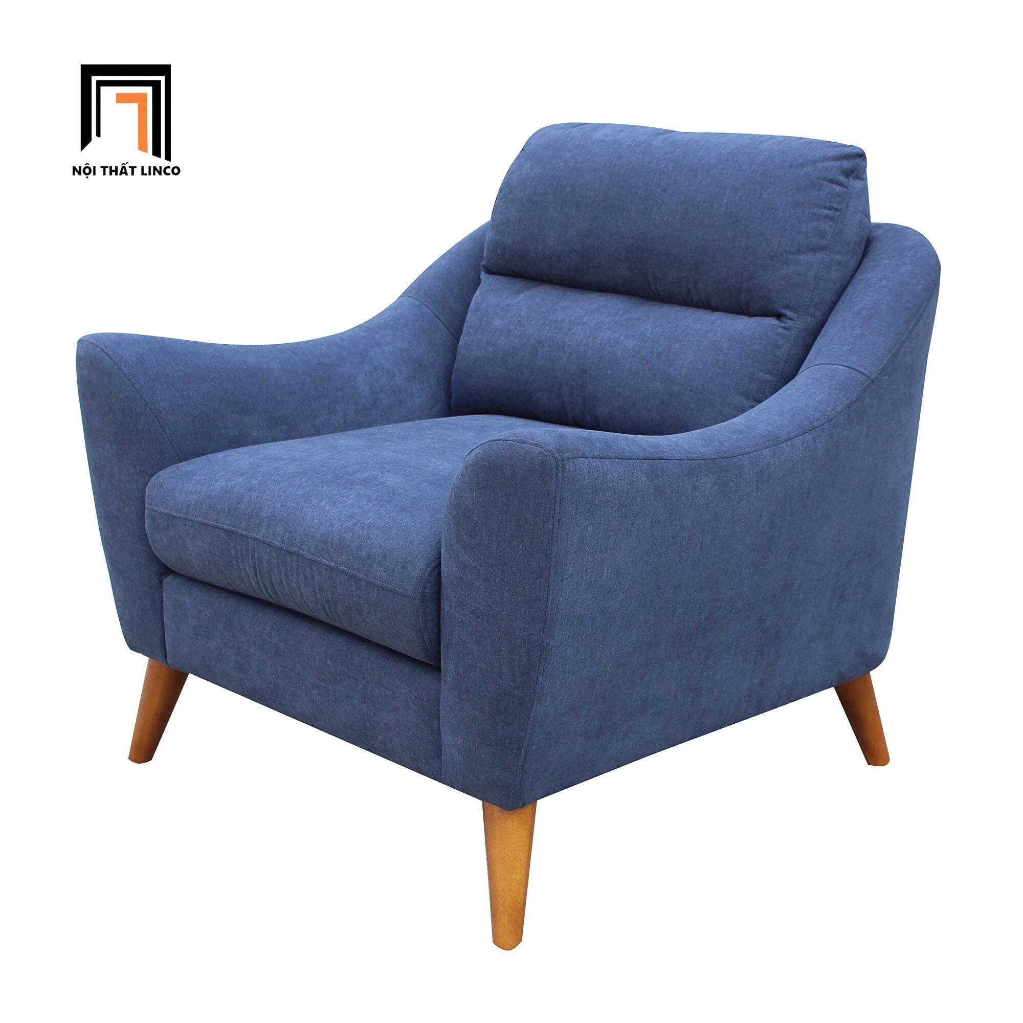  Set ghế sofa gia đình KT40 Gano bọc vải bố cotton xanh dương 