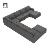  Bộ sofa U sang trọng UT13 Anureet vải nỉ xám lông chuột 