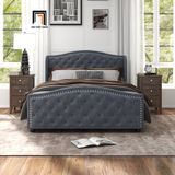  Giường ngủ tân cổ điển vải nỉ GN108 Mackey xám lông chuột 