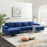  Bộ ghế sofa góc giá rẻ GT64 Denavy dài 3m2 x 1m4 vải nỉ xanh đậm 