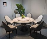  Bộ bàn ghế ăn mặt tròn xoay 6-BAD6-Mutla 6 ghế nhập khẩu 
