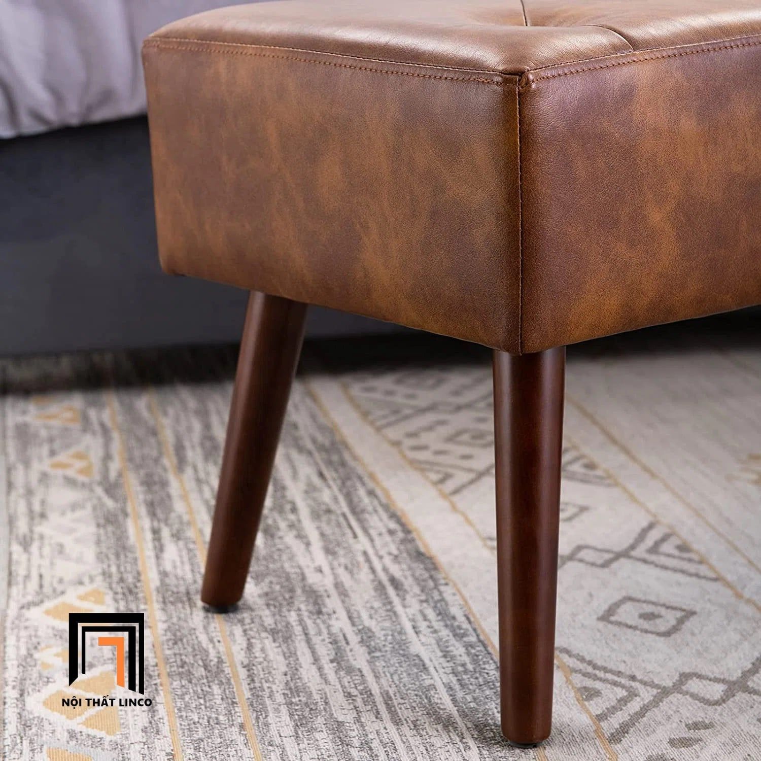 Ghế sofa đôn dài chữ nhật SB1 Sveina dài 1m2 x 40 da nâu đậm 