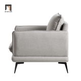  Ghế sofa đơn xám trắng vải bố DT81 Obriel ngồi đọc sách 