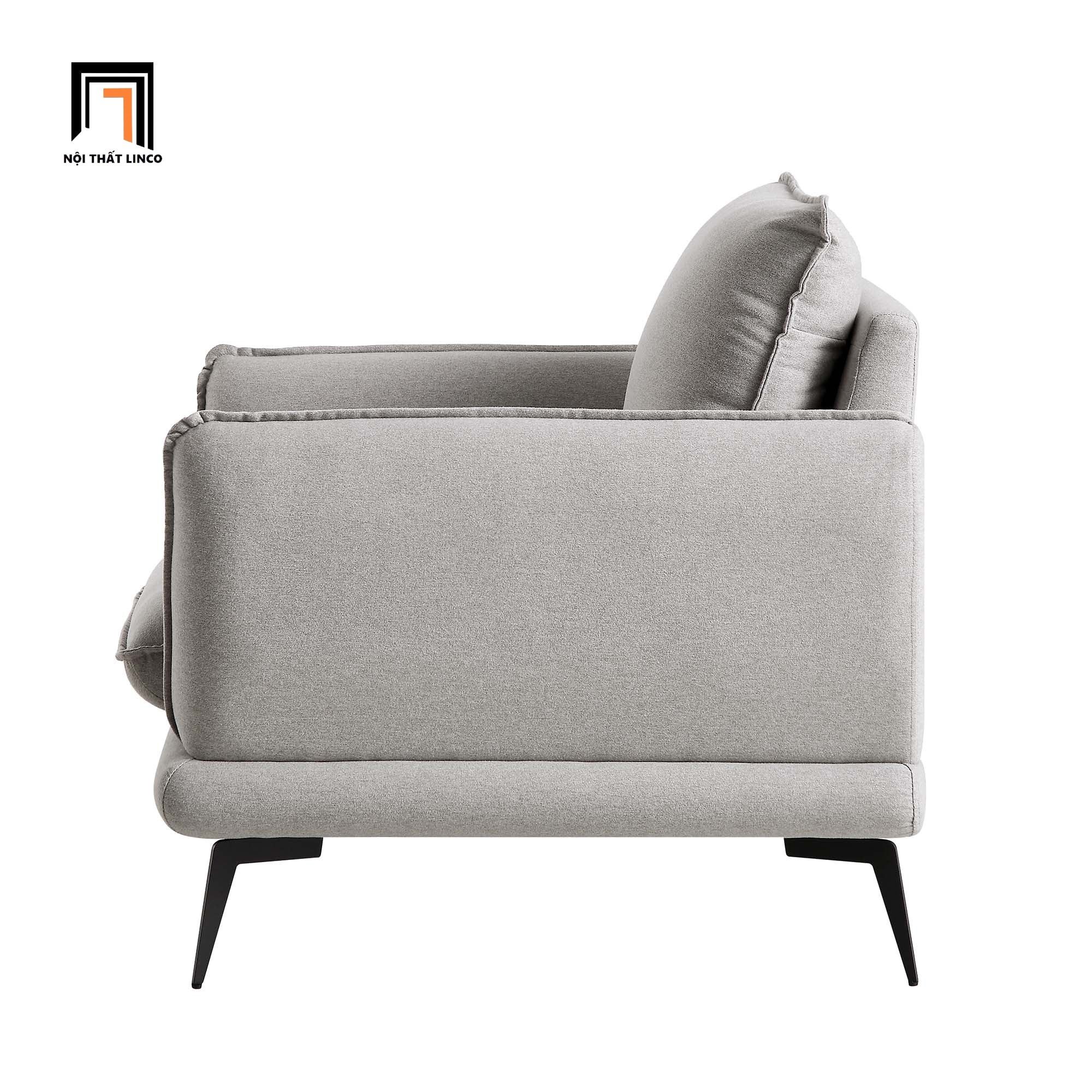  Ghế sofa đơn xám trắng vải bố DT81 Obriel ngồi đọc sách 