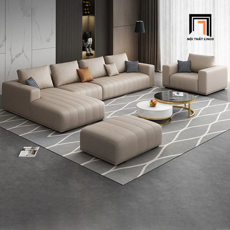  Ghế sofa U da xám UT77 Flin 3m x 1m6 cao cấp 