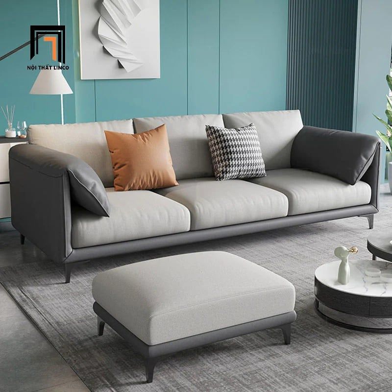  Ghế sofa đơn da giả xám DT80 Lesca kiểu dáng hiện đại 