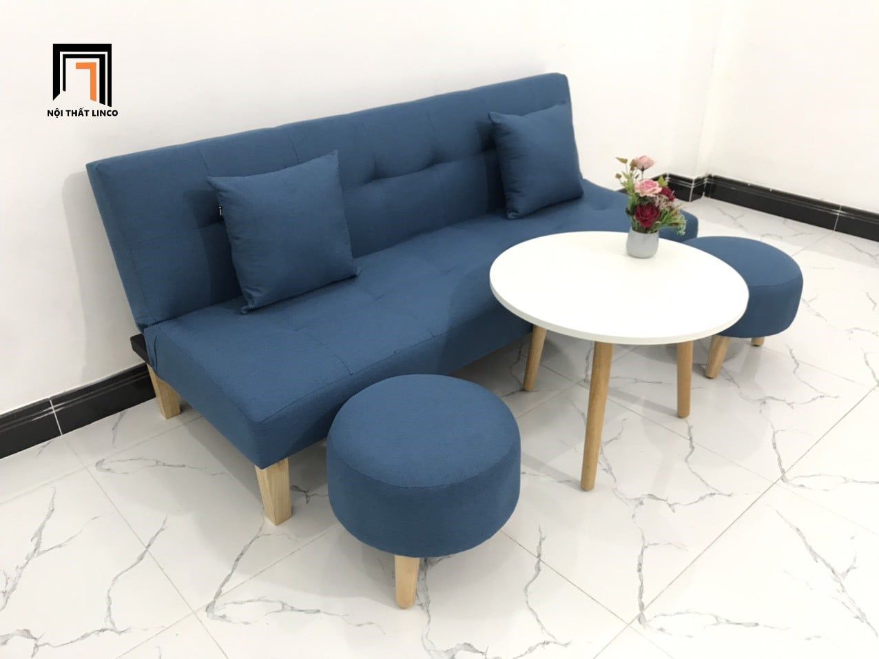  Bộ ghế sofa bed giường GBL1 xanh dương giá rẻ nhỏ gọn dài 1m7 